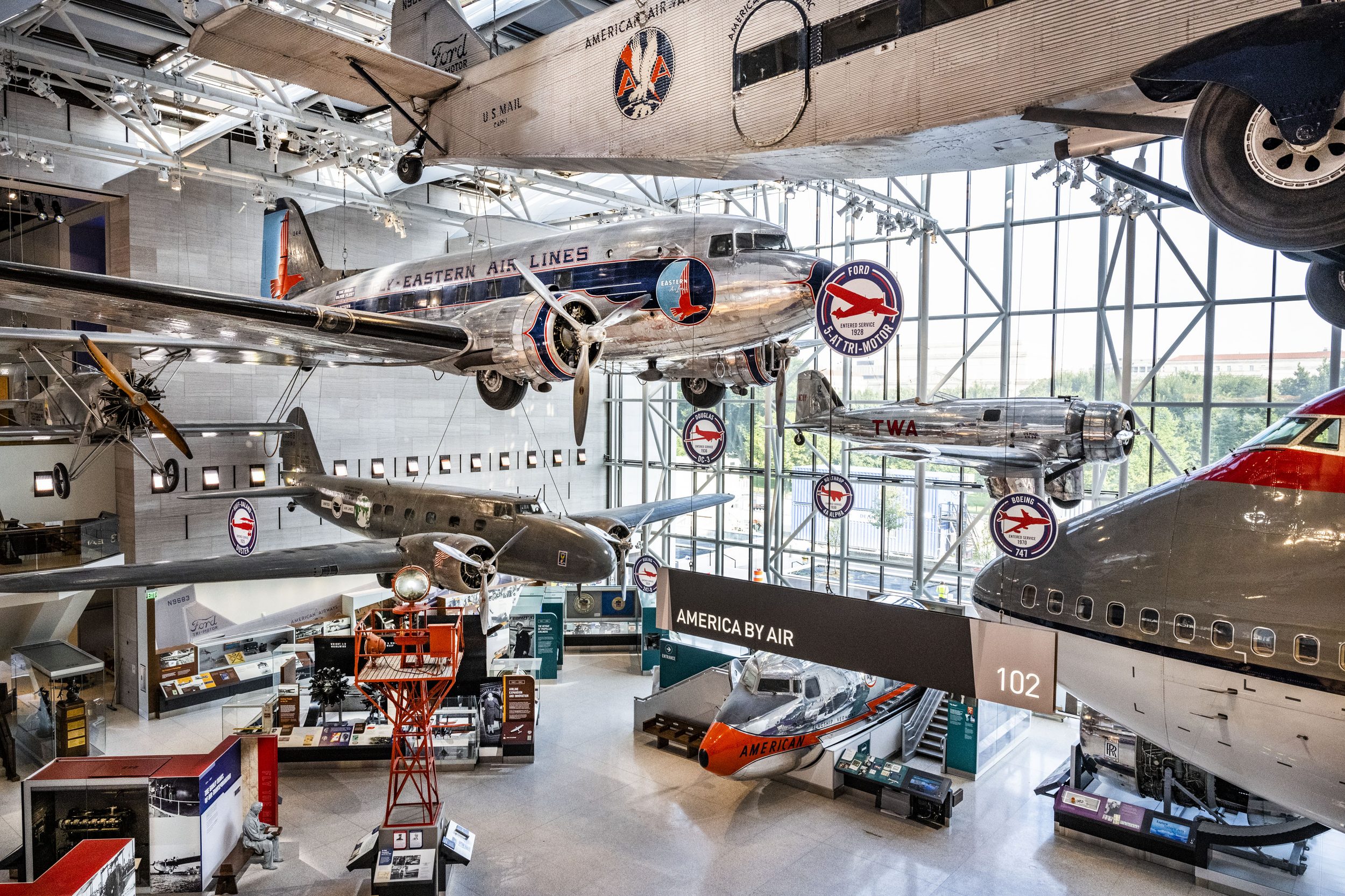 Aircraft suspended in the National Air and Space Museum